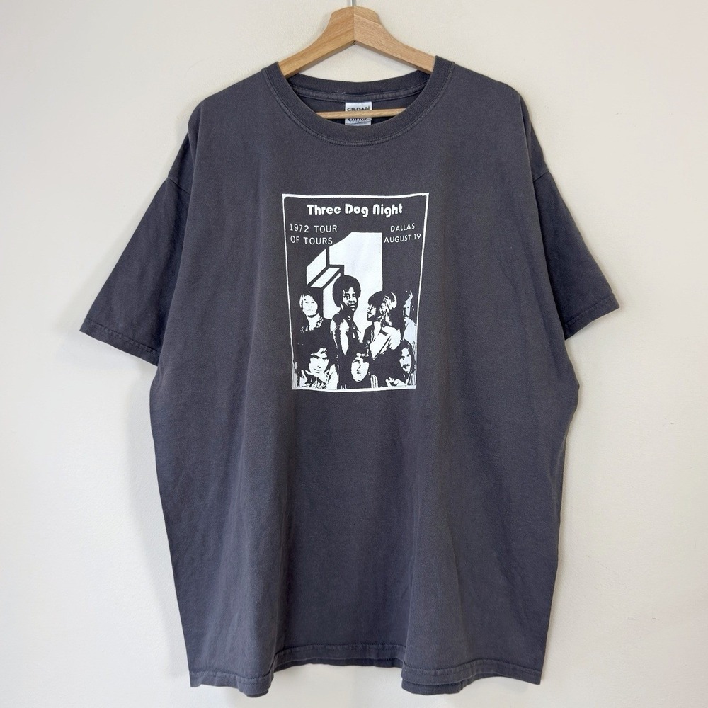 Vintage Three Dog Night Band Rock Tour Grey Tee Shirt - XXL